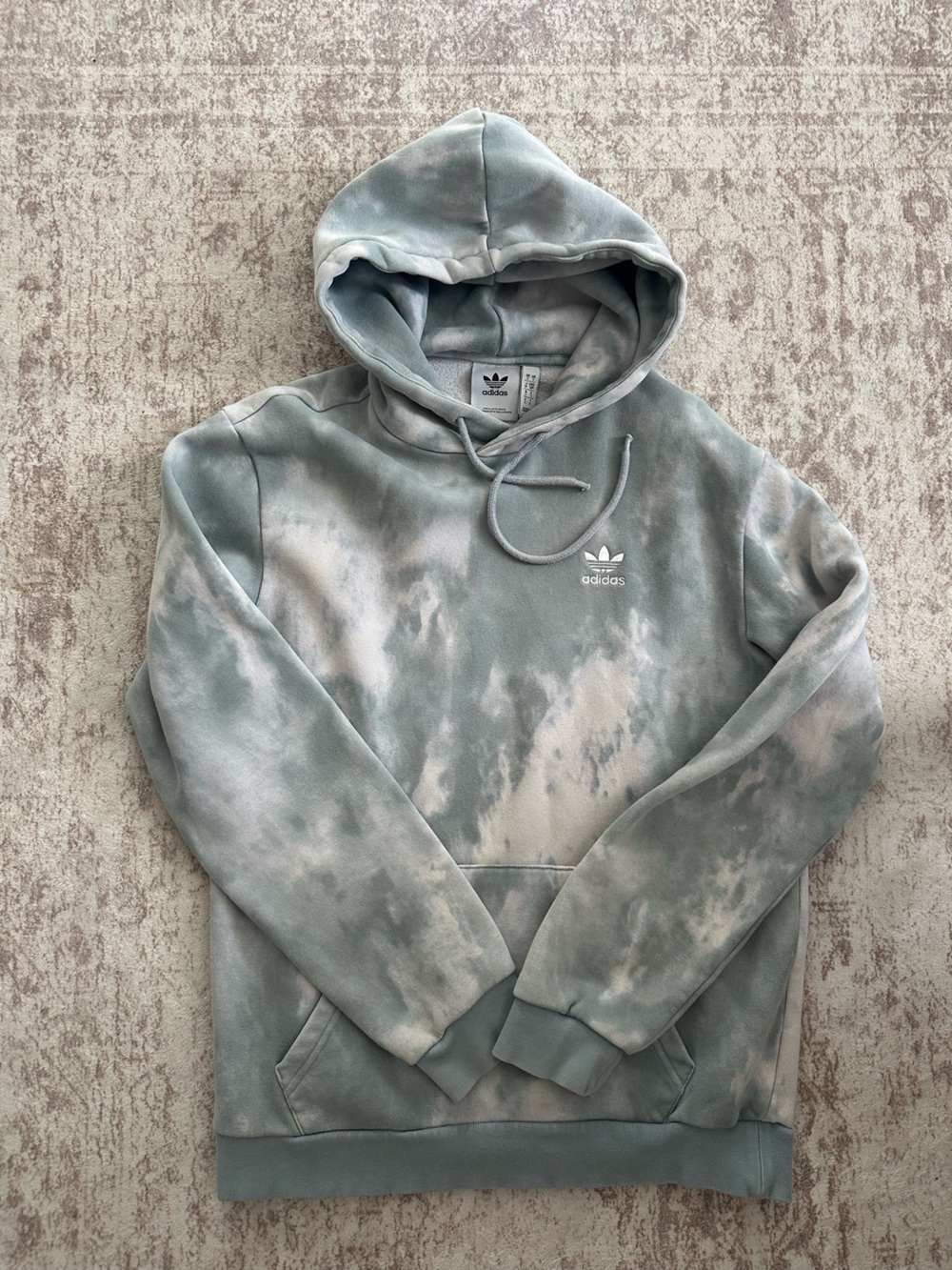 adidas Women's Tie-Dye Light Blue & White Hoodie Sweater